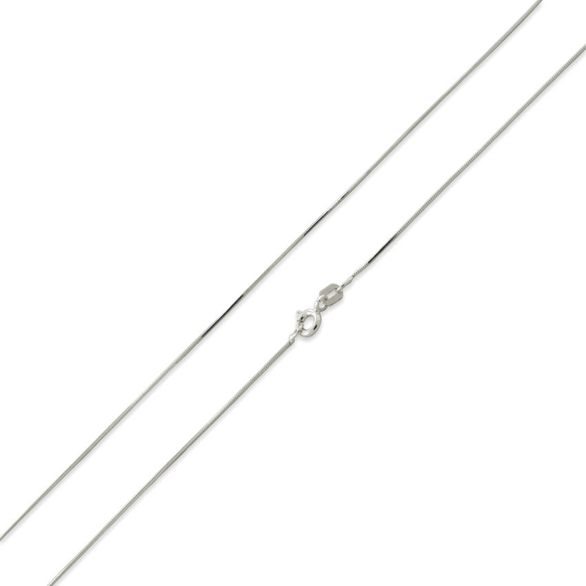 0.8mm Solid .925 Sterling Silver Round Snake Chain Necklace