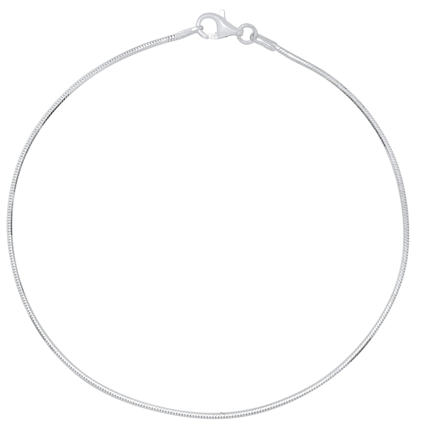 1.1mm Solid .925 Sterling Silver Round Snake Chain Necklace