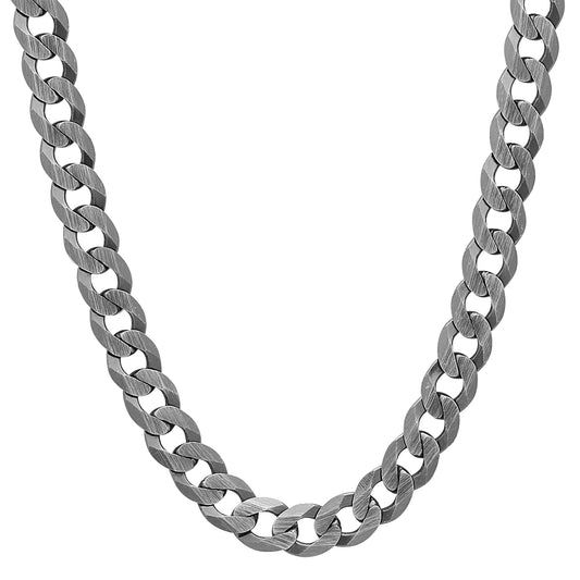 5.7mm Oxidized .925 Sterling Silver Silver Flat Cuban Link Curb Chain Necklace