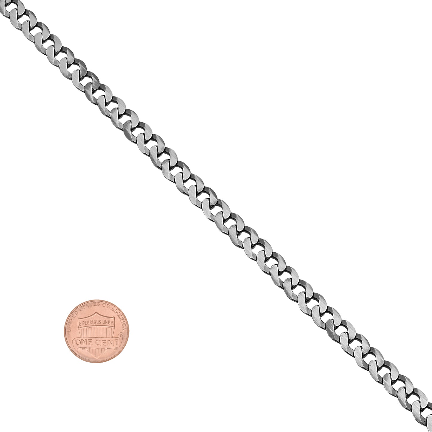 5.7mm Oxidized Plated Silver Flat Cuban Link Curb Chain Necklace (SKU: SS-NC1001)
