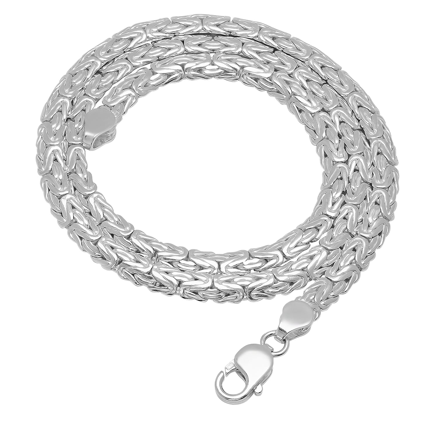 6.3mm Solid .925 Sterling Silver Flat Domed Byzantine Chain Necklace