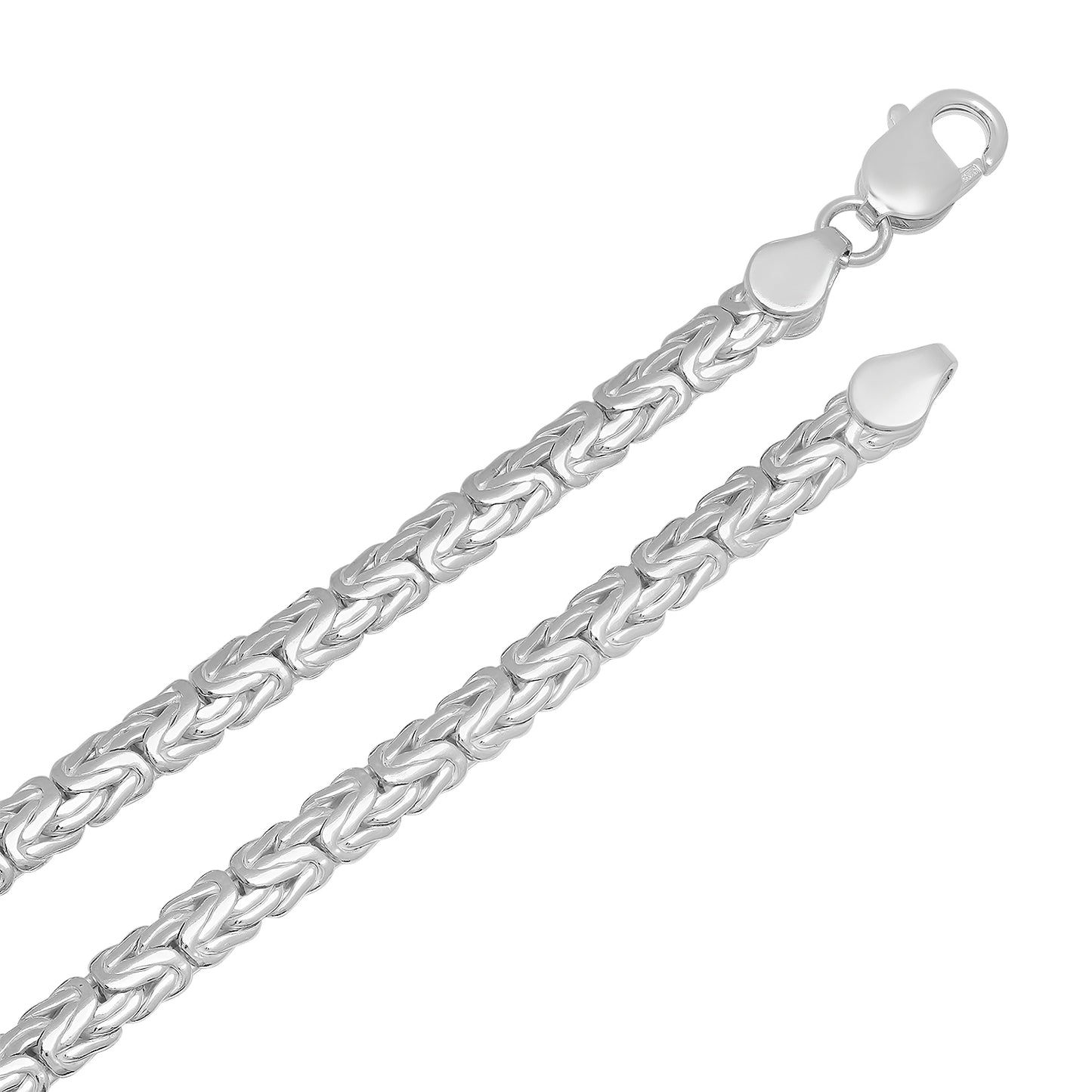 6.3mm Solid .925 Sterling Silver Flat Domed Byzantine Chain Necklace