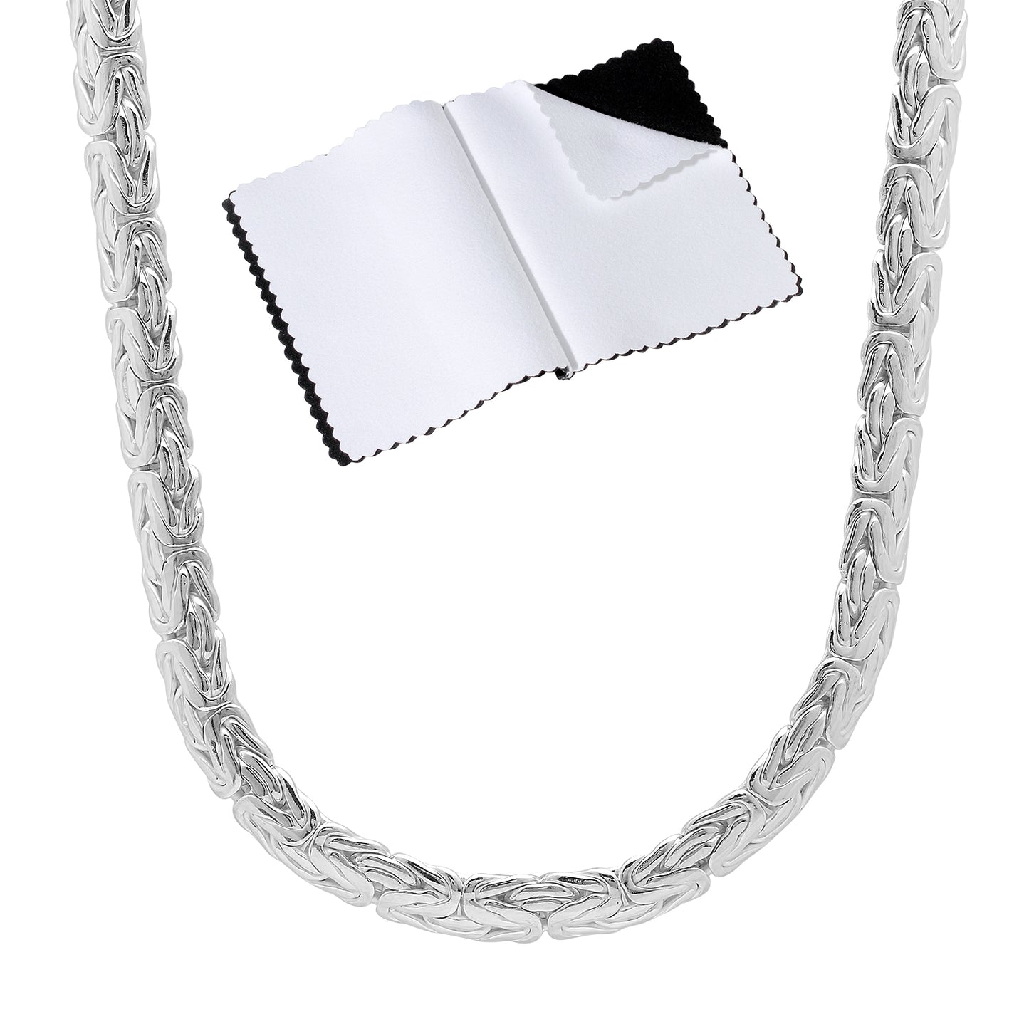 Men's 6.3mm Solid .925 Sterling Silver Flat Domed Byzantine Chain Necklace + Gift Box