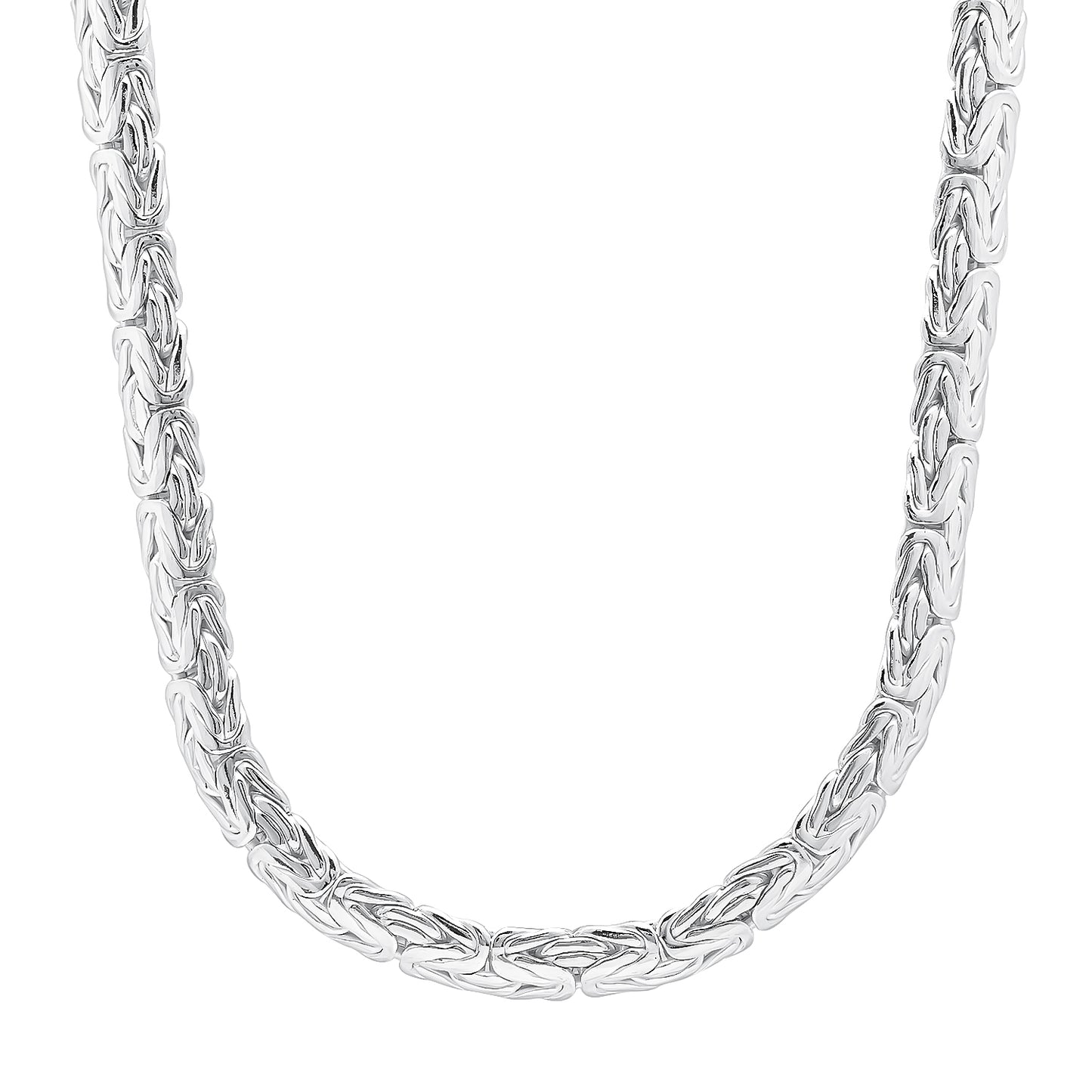 6.3mm Solid .925 Sterling Silver Flat Domed Byzantine Chain Necklace