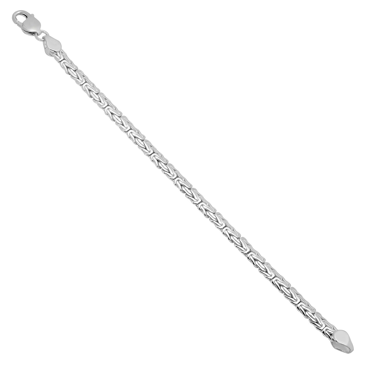 Men's 6.3mm Solid .925 Sterling Silver Flat Domed Byzantine Chain Bracelet