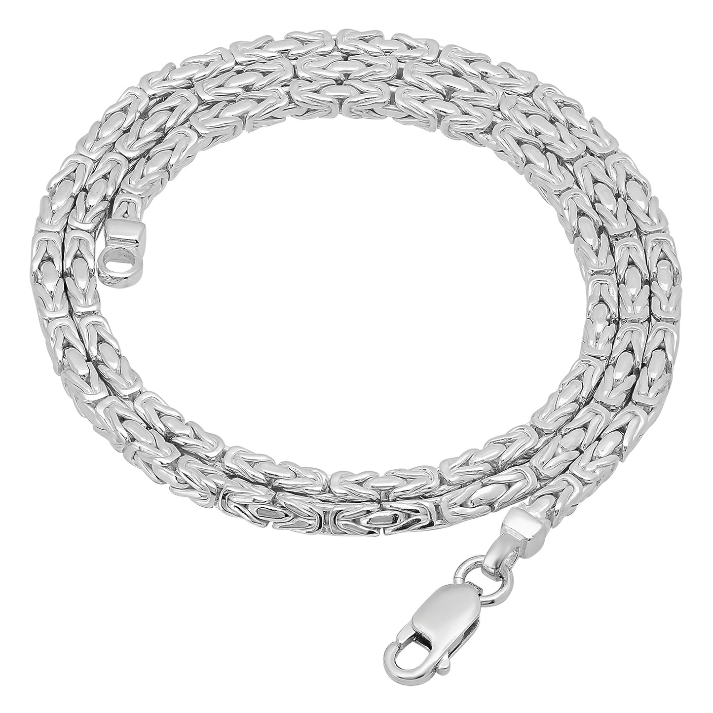 3mm-5mm Solid .925 Sterling Silver Italian Square Byzantine Chain Necklace or Bracelet