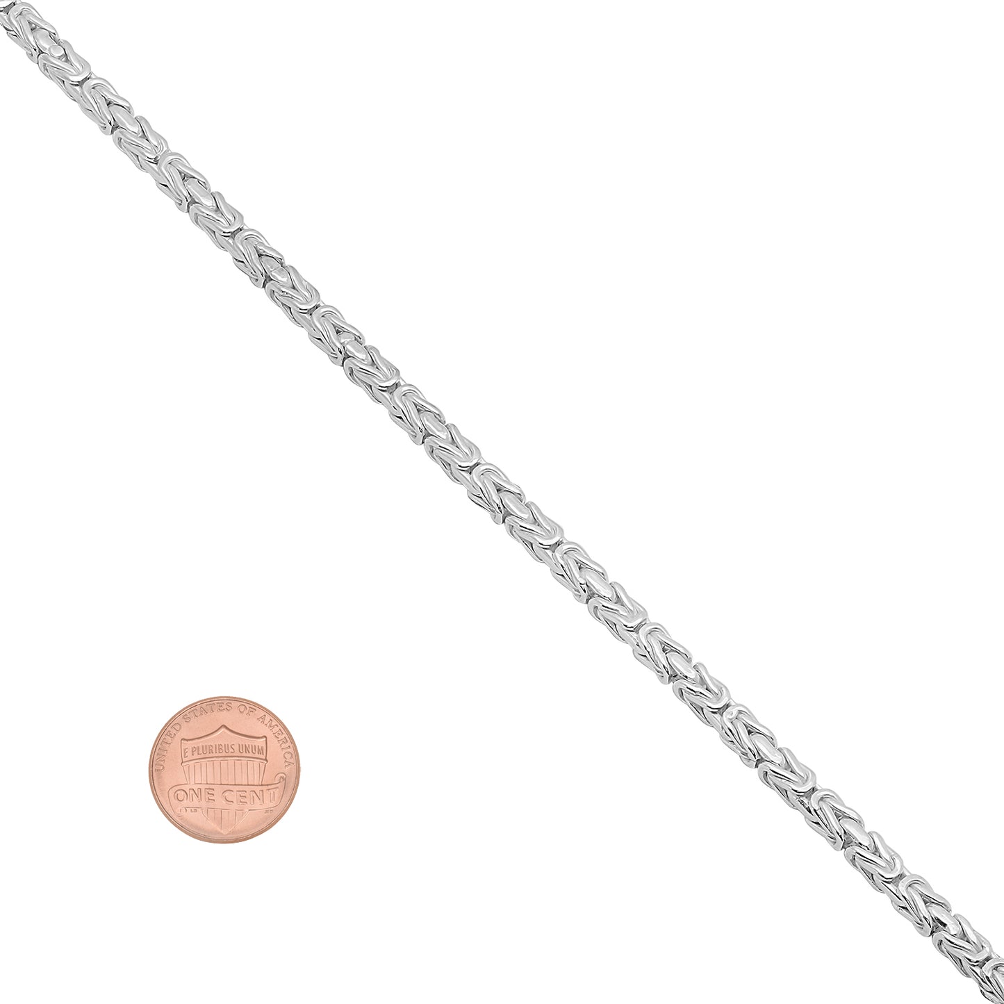 3mm-5mm Solid .925 Sterling Silver Flat Byzantine Chain Bracelet