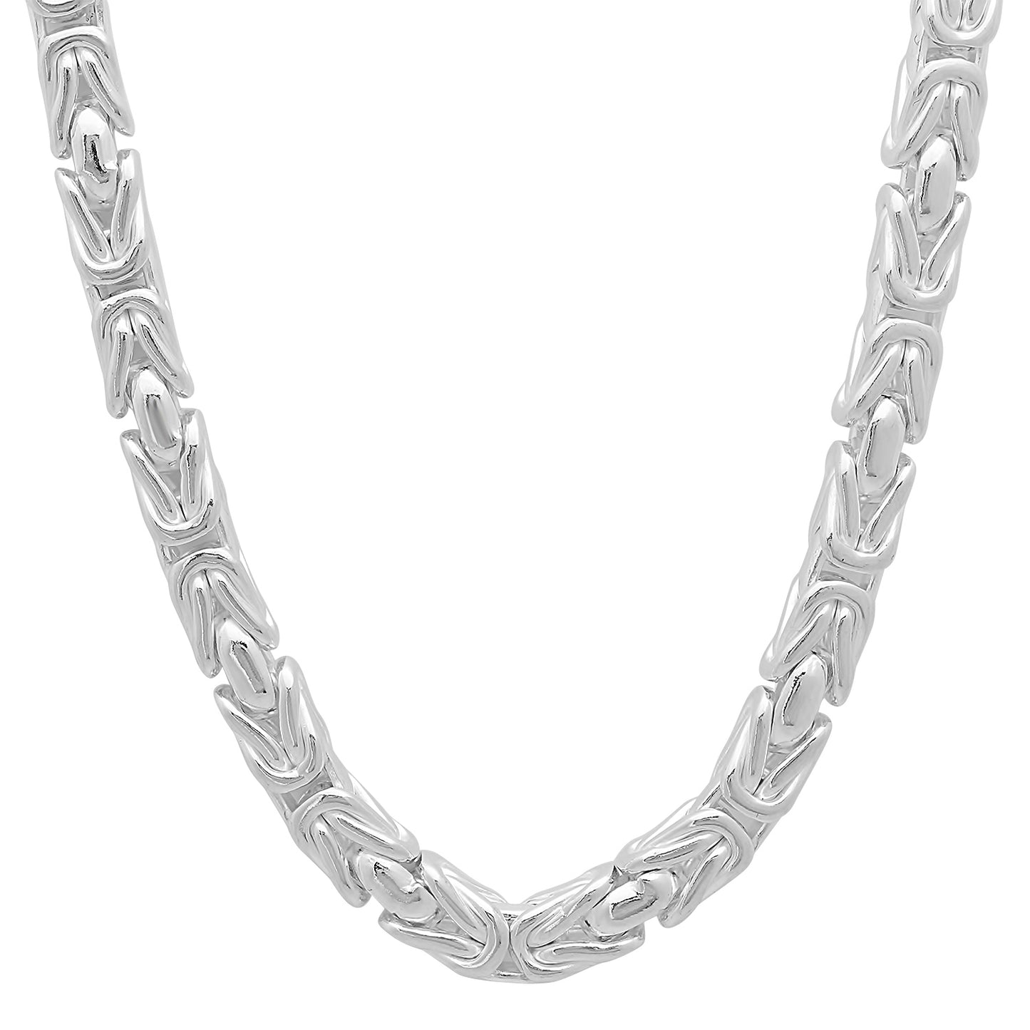 5mm Solid .925 Sterling Silver Puffed Puffed Byzantine Chain Necklace