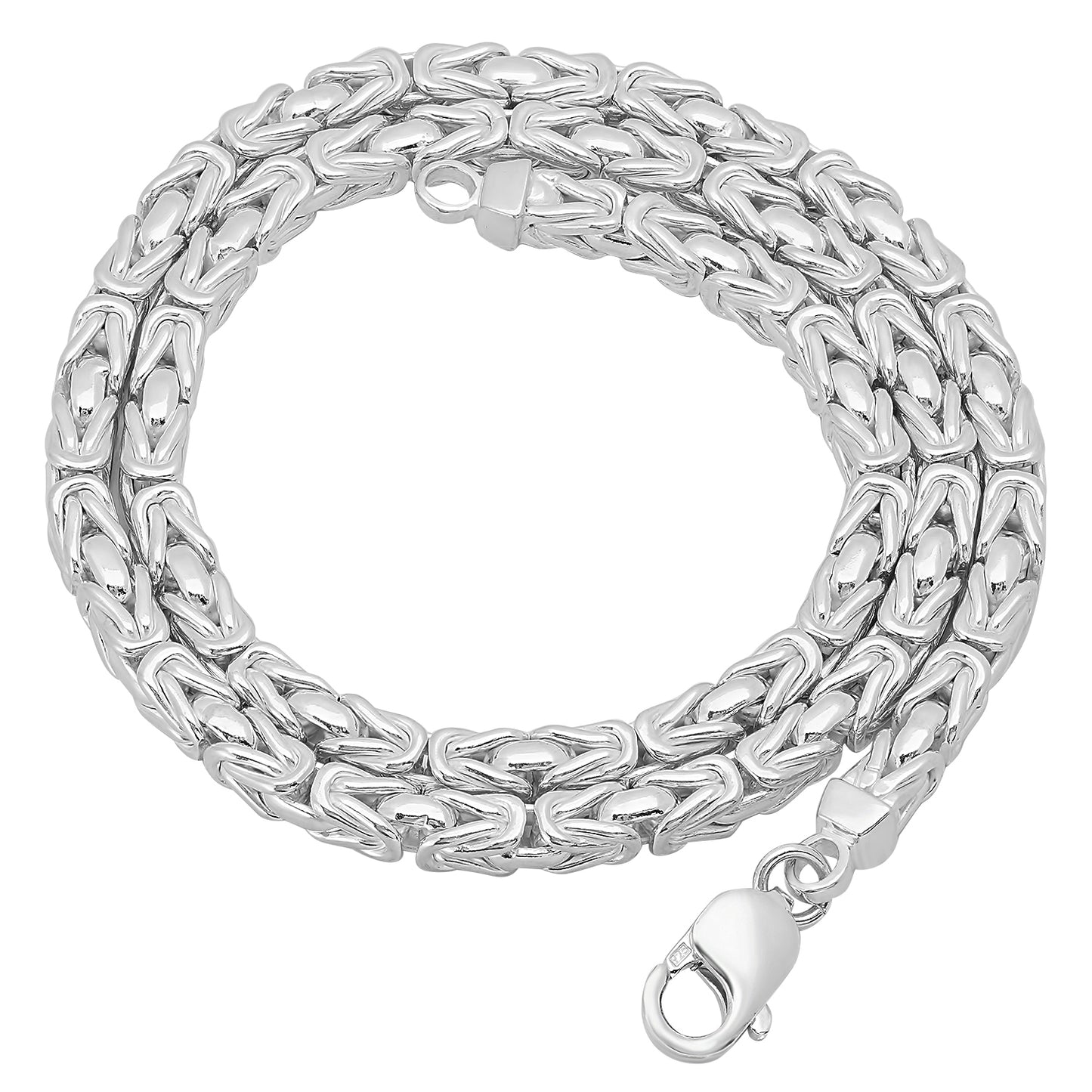 5mm Solid .925 Sterling Silver Puffed Puffed Byzantine Chain Necklace