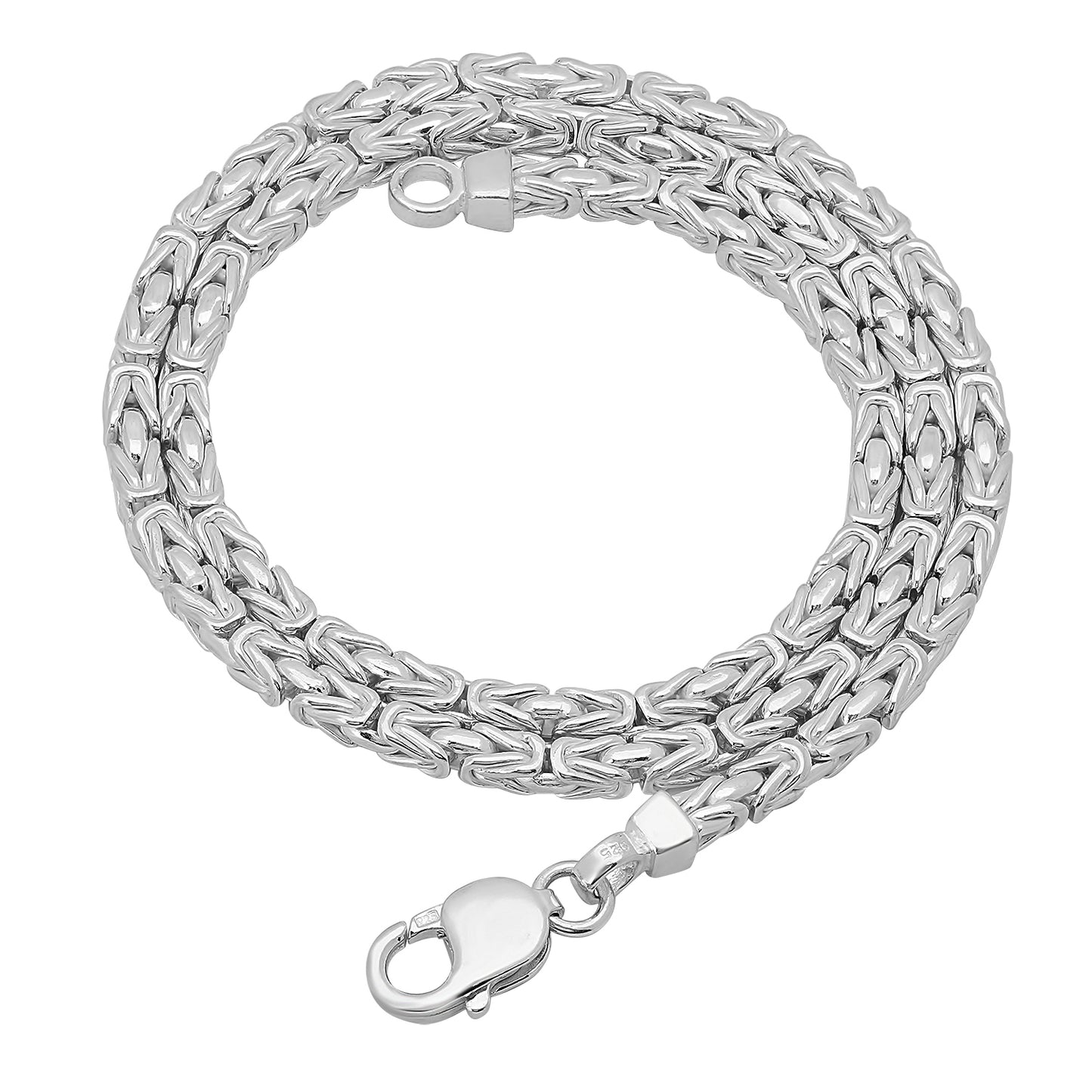 3mm-5mm Solid .925 Sterling Silver Italian Square Byzantine Chain Necklace or Bracelet