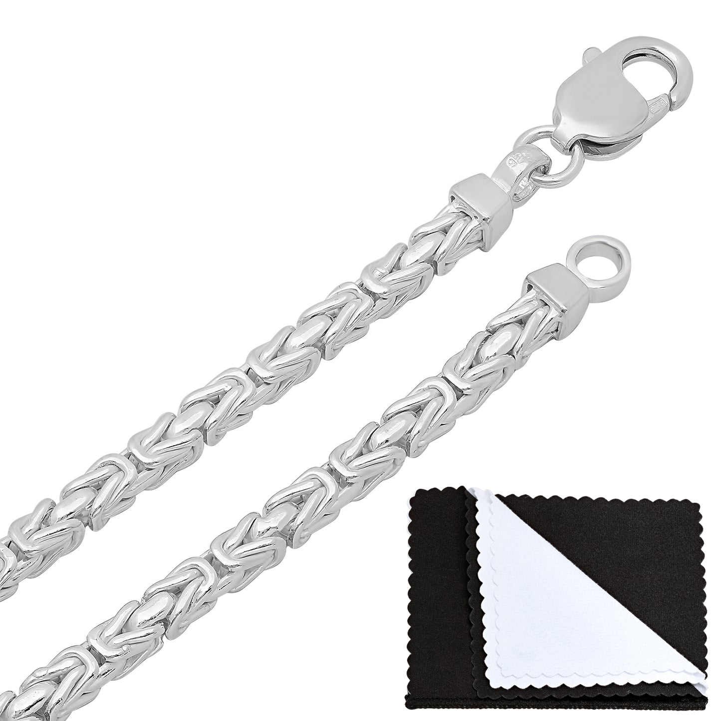 3mm-5mm Solid .925 Sterling Silver Italian Square Byzantine Chain Necklace or Bracelet