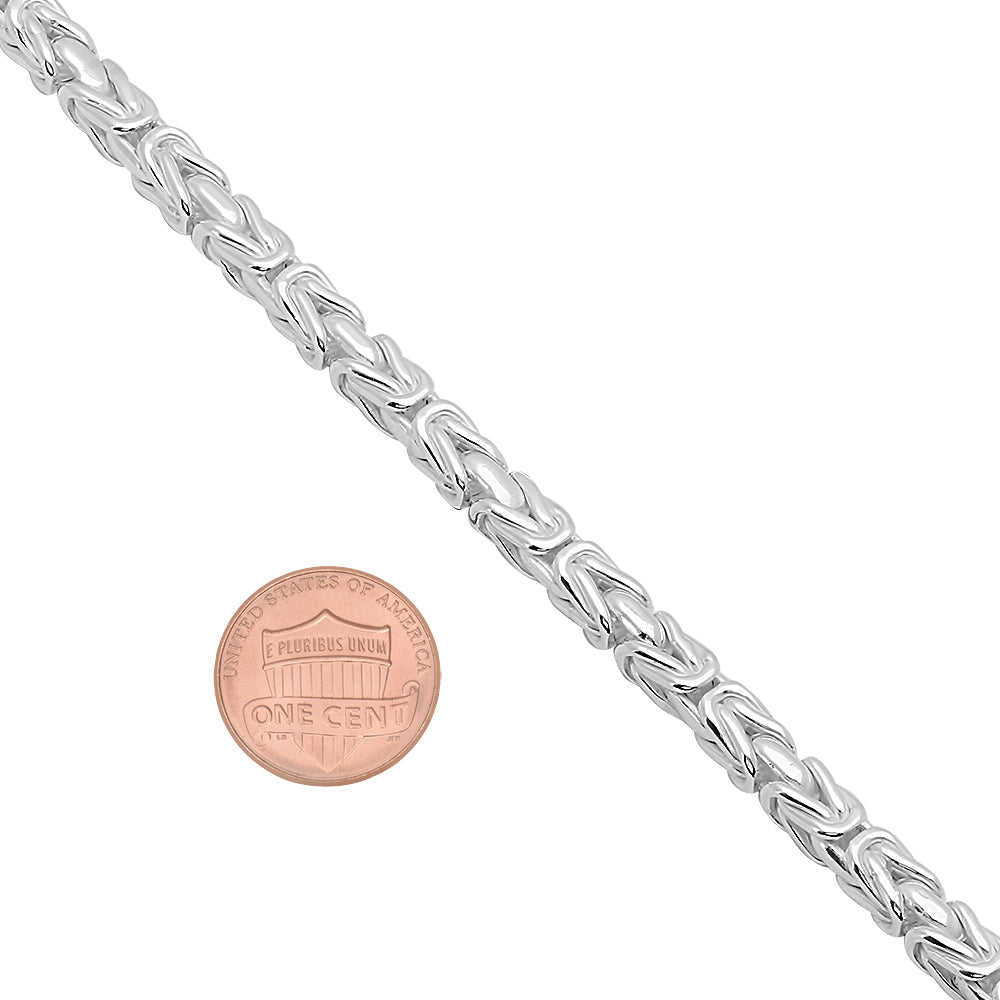 3mm-5mm Solid .925 Sterling Silver Italian Square Byzantine Chain Necklace or Bracelet