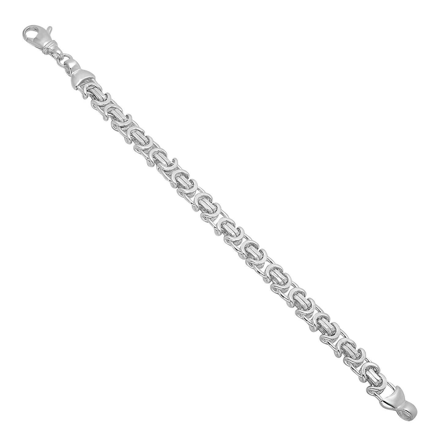 Men's 8mm Solid .925 Sterling Silver Flat Byzantine Chain Bracelet (SKU: SS-NC1006B)