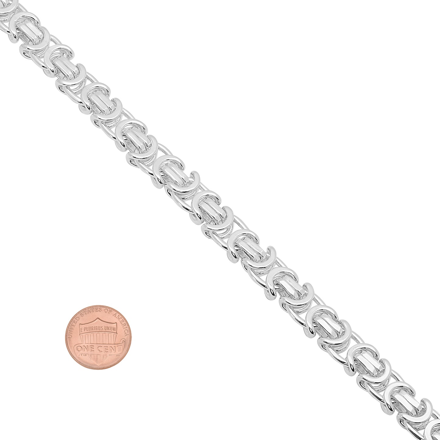 Men's 8mm Solid .925 Sterling Silver Flat Byzantine Chain Bracelet (SKU: SS-NC1006B)