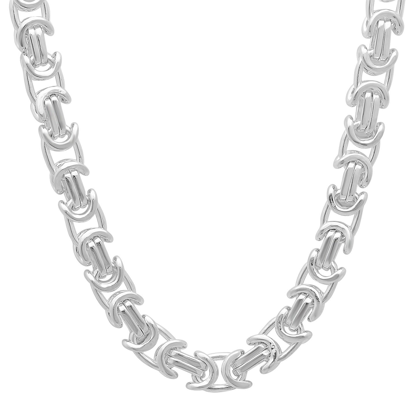 6.1mm Solid .925 Sterling Silver Flat Byzantine Chain Necklace