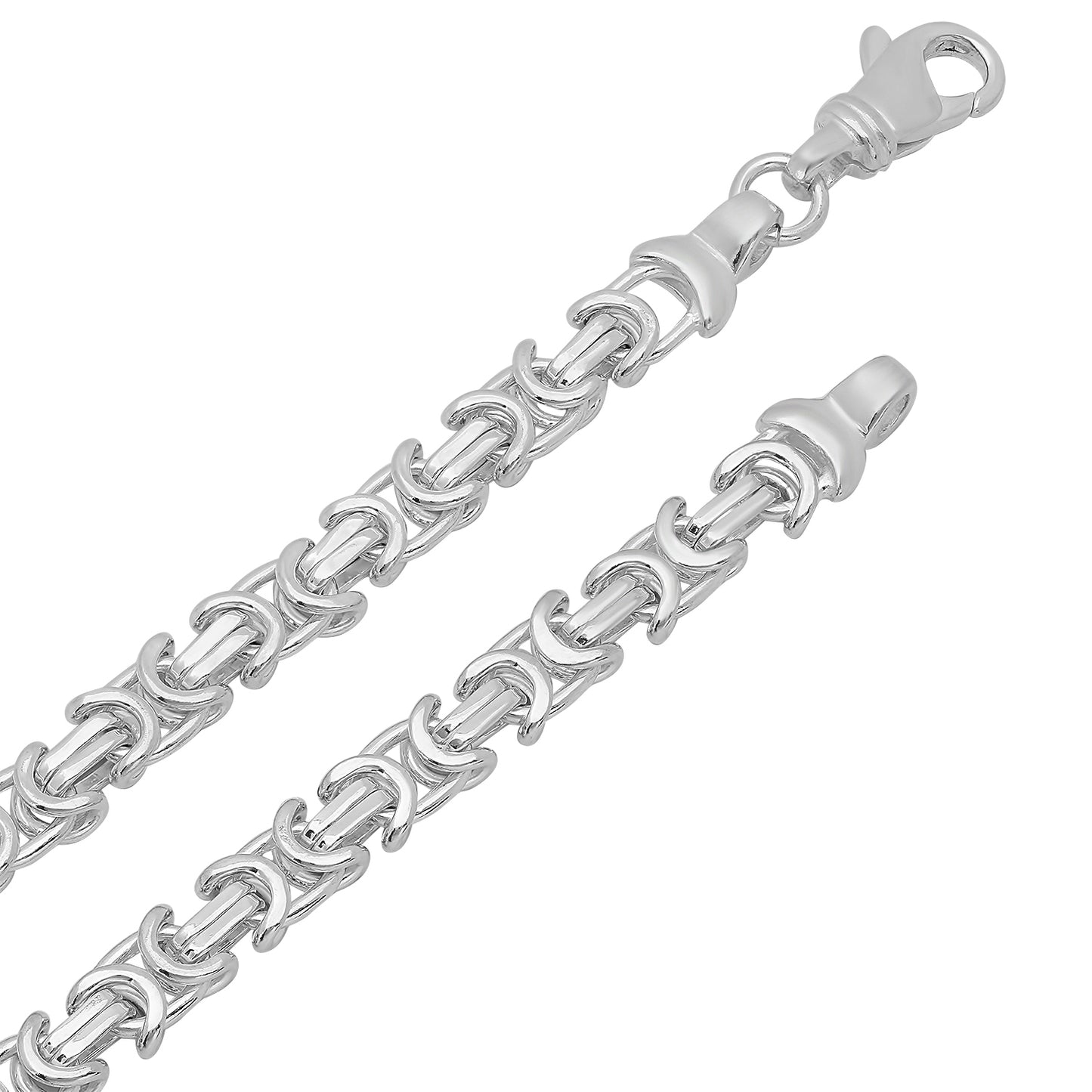 6.1mm Solid .925 Sterling Silver Flat Byzantine Chain Necklace