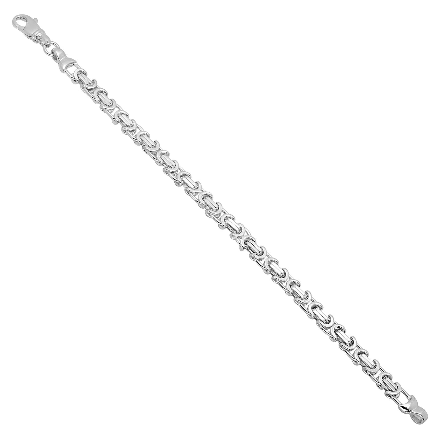 6.1mm Solid .925 Sterling Silver Flat Byzantine Chain Necklace