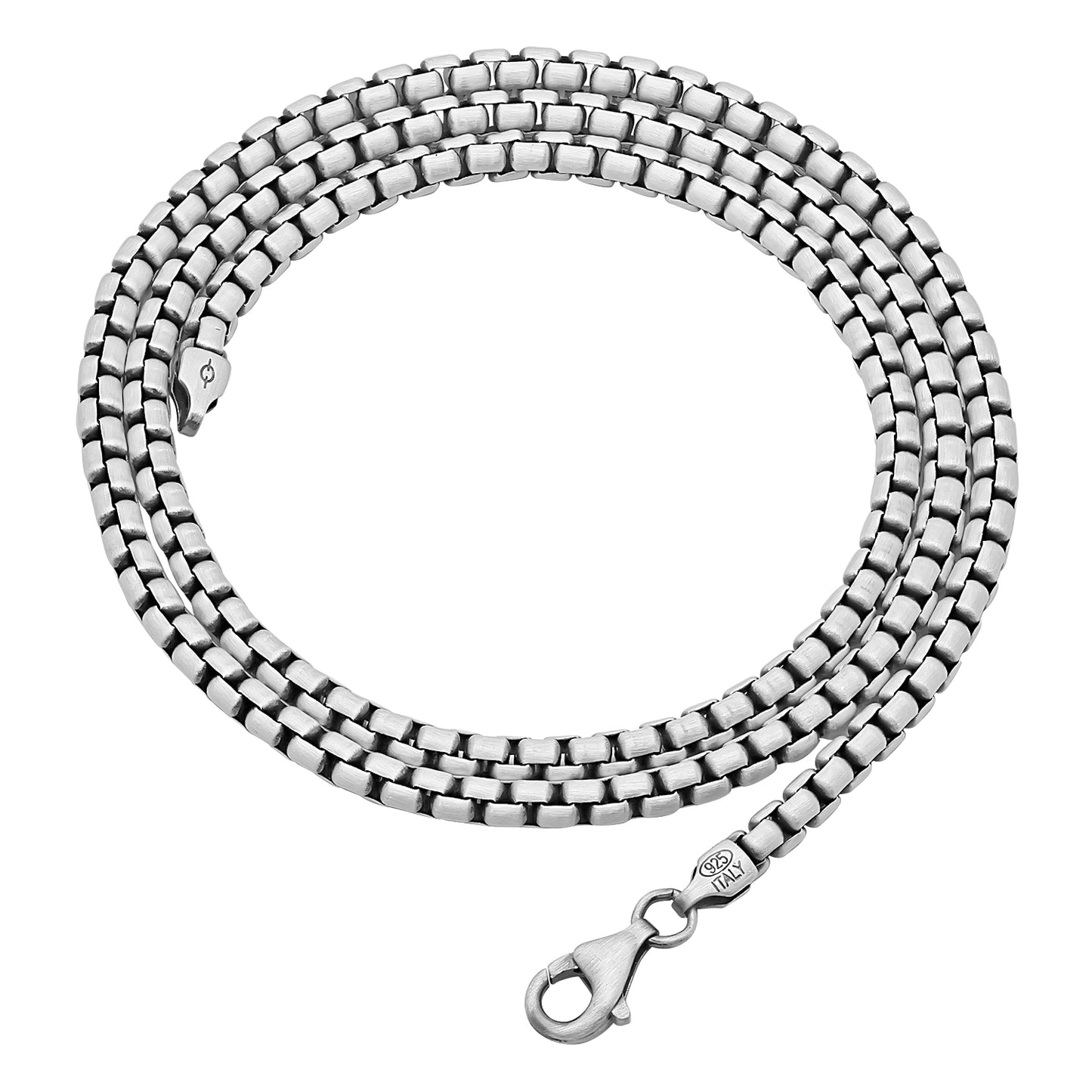 3.5mm Oxidized .925 Sterling Silver Silver Round Box Chain Necklace