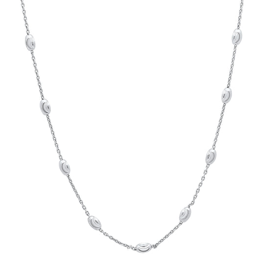 3.1mm Polished Rhodium Plated Silver Ball Military Bead Chain Necklace