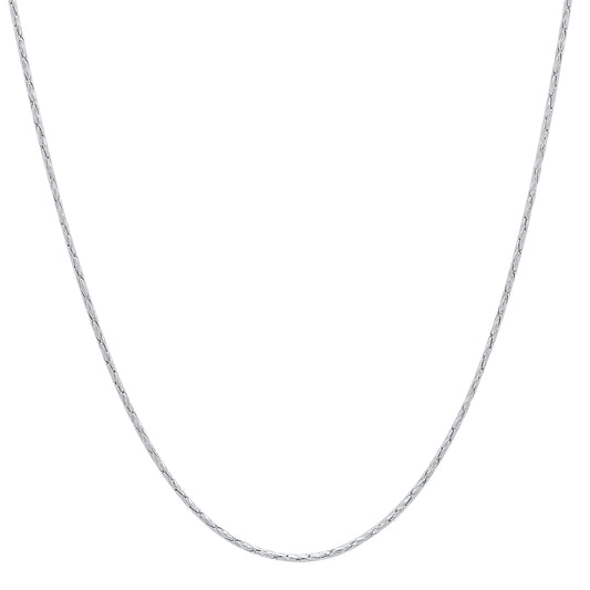 0.7mm Diamond-Cut Rhodium Plated Silver Round Link Chain Necklace