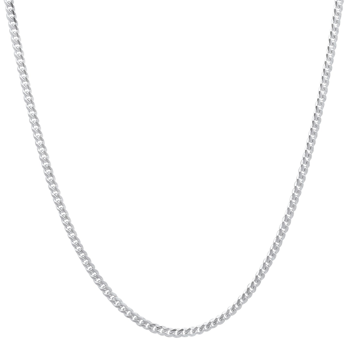 Women's 1.8mm Solid .925 Sterling Silver Beveled Curb Chain Necklace