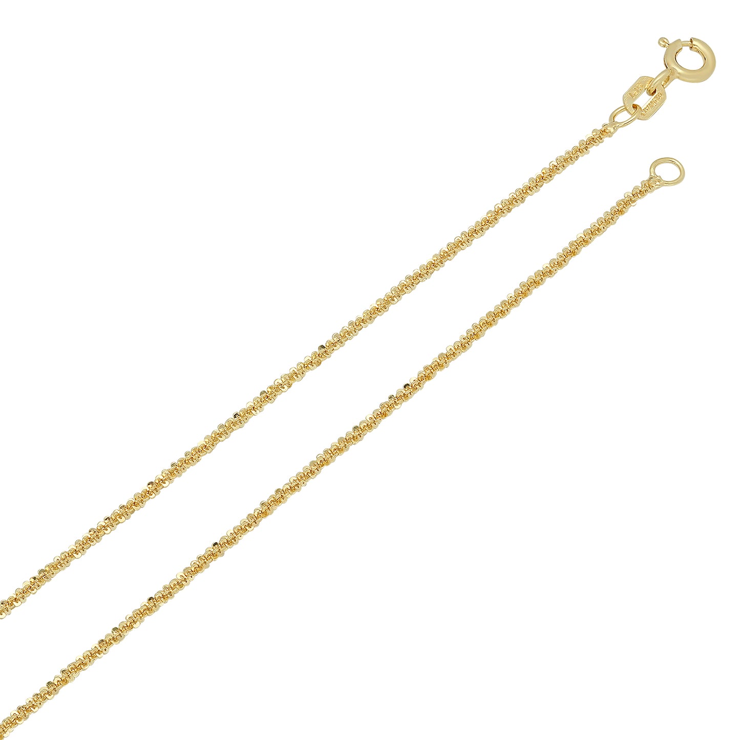 1.4mm Polished 14k Yellow Gold Plated Silver Cable Link Chain Necklace