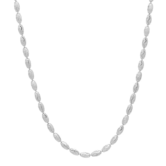 2.2mm Polished Rhodium Plated Silver Ball Military Bead Chain Necklace