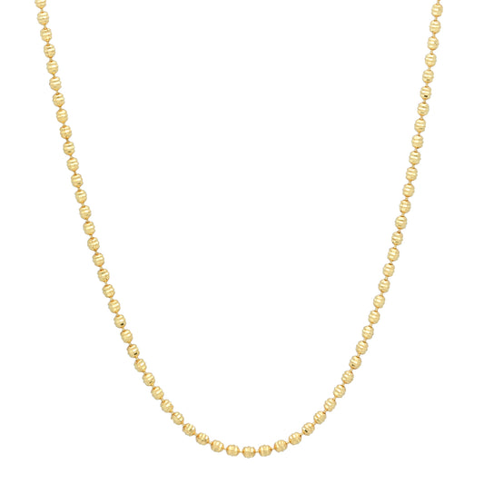 1.8mm Polished 14k Yellow Gold Plated Silver Ball Military Bead Chain Necklace