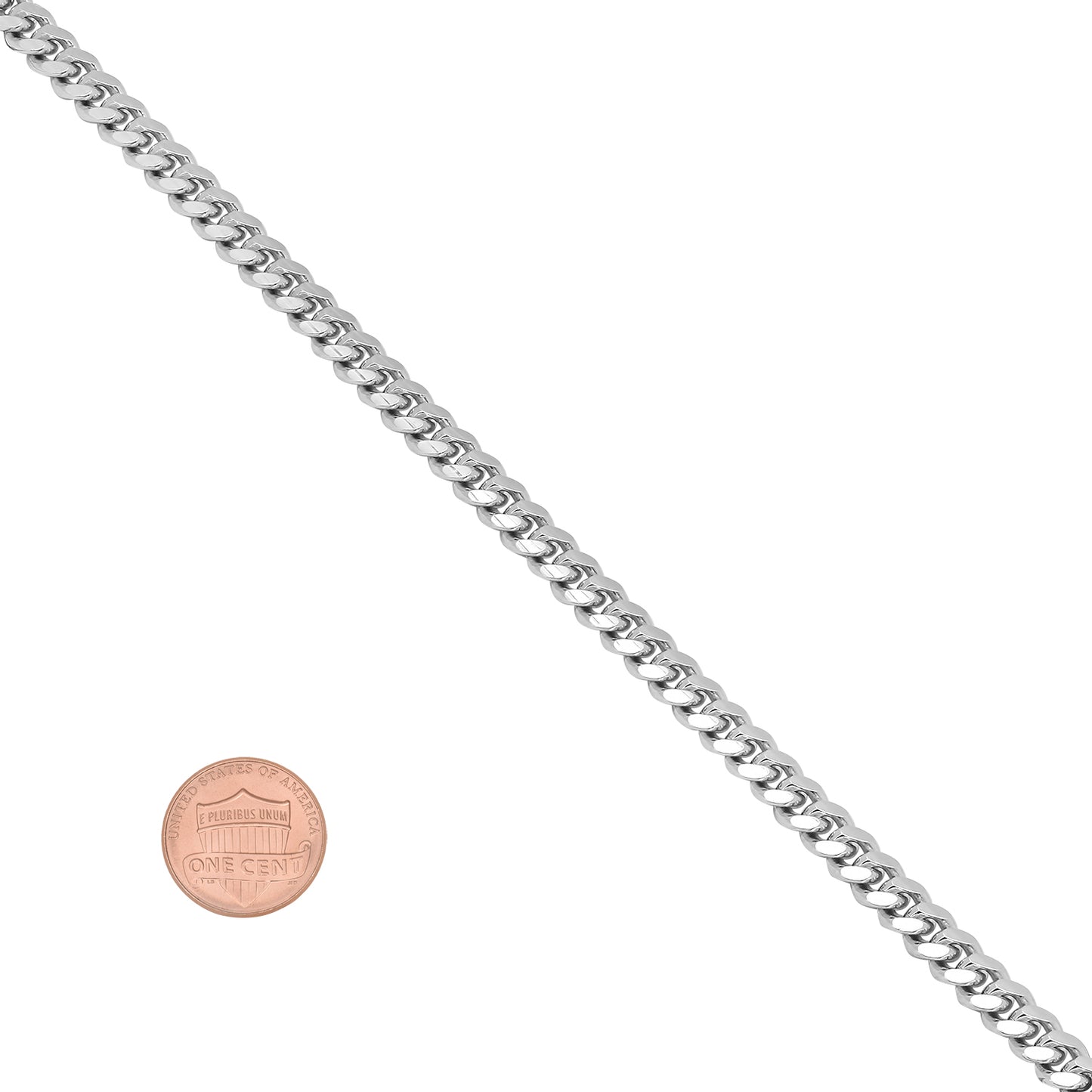 4.8mm Polished Rhodium Plated Silver Flat Miami Cuban Link Chain Necklace (SKU: SS-NK1027)