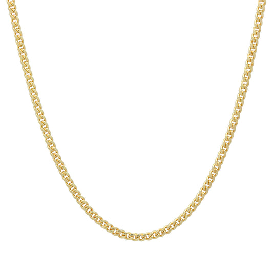 1.8mm Polished Gold Plated Silver Flat Cuban Link Curb Chain Necklace