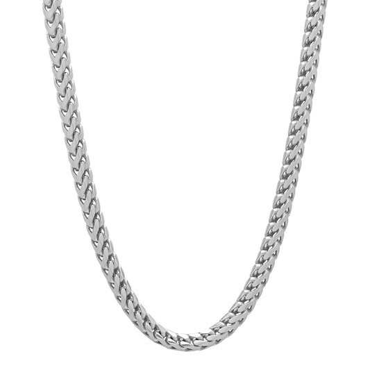 3mm Polished Rhodium Plated Silver Round Link Chain Necklace