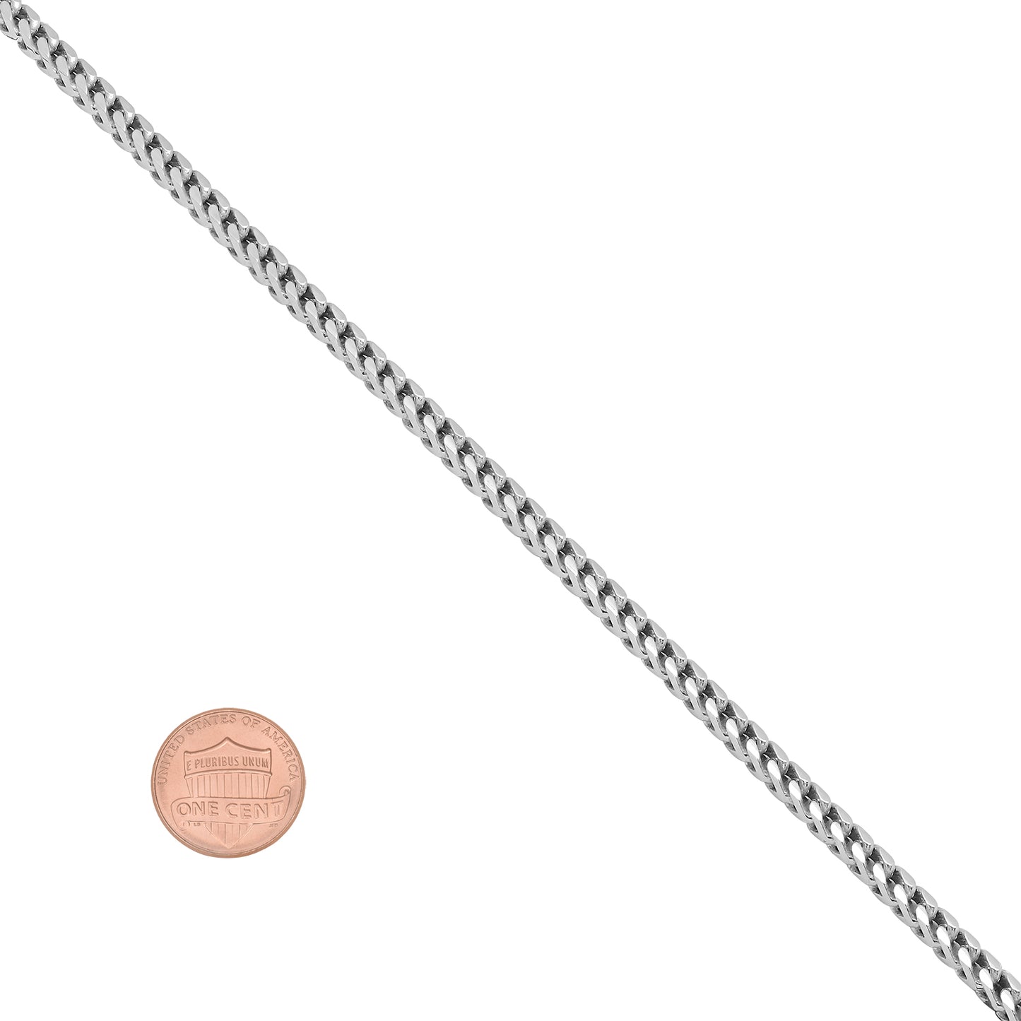 3mm Polished Rhodium Plated Silver Round Link Chain Necklace