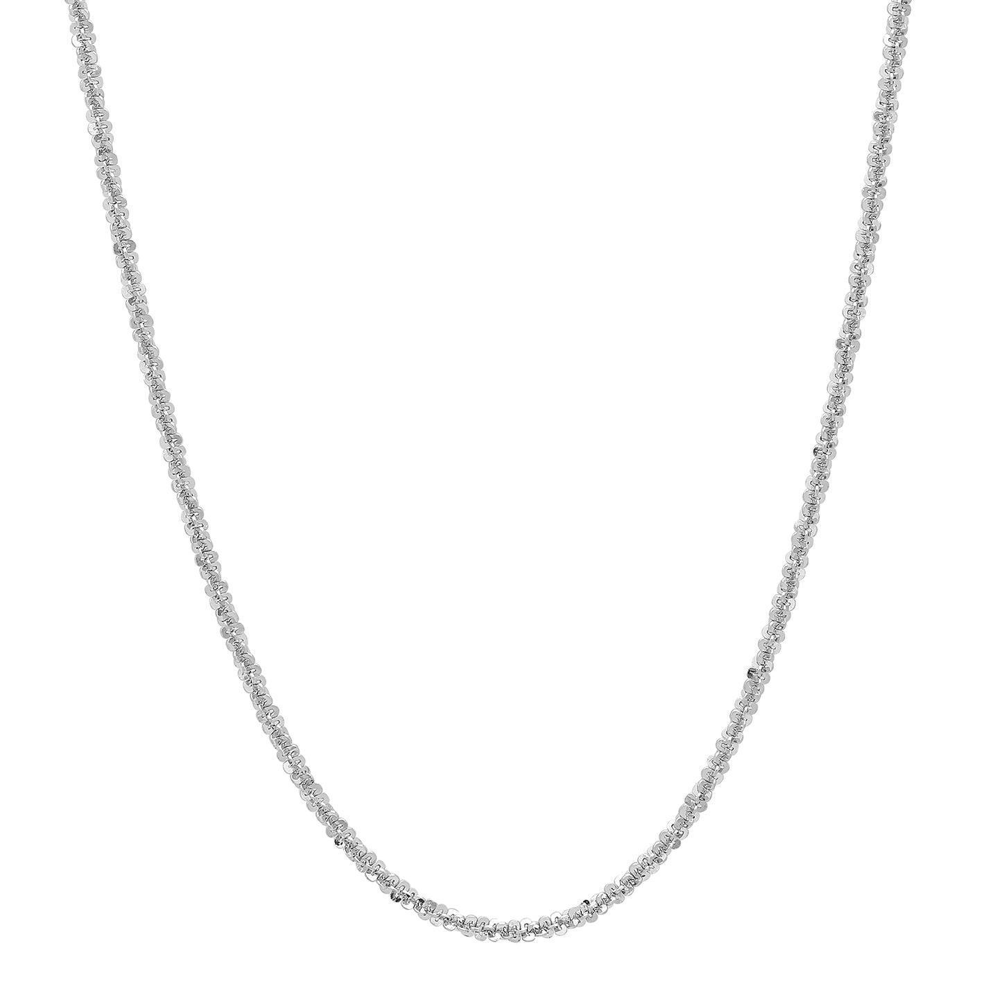 1.4mm Polished Rhodium Plated Silver Fancy Link Chain Necklace