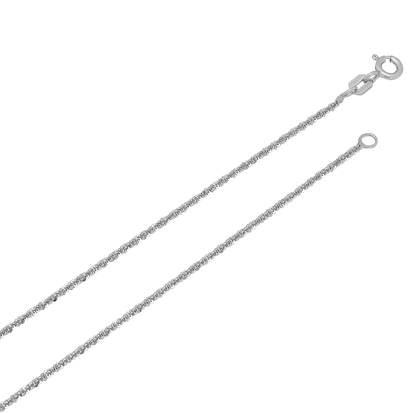 1.4mm Polished Rhodium Plated Silver Fancy Link Chain Necklace