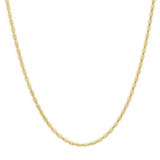 1.3mm Polished 14k Yellow Gold Plated Silver Ball Military Bead Chain Necklace