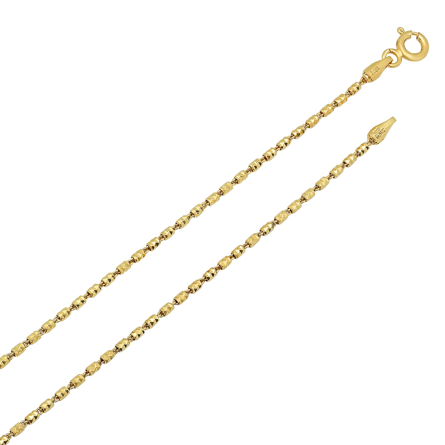 1.3mm Polished 14k Yellow Gold Plated Silver Ball Military Bead Chain Necklace (SKU: SS-NK1037)