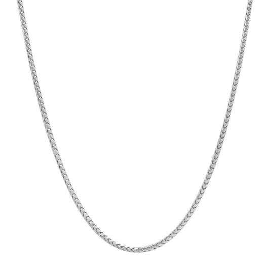 1.4mm Polished Rhodium Plated Silver Round Link Chain Necklace