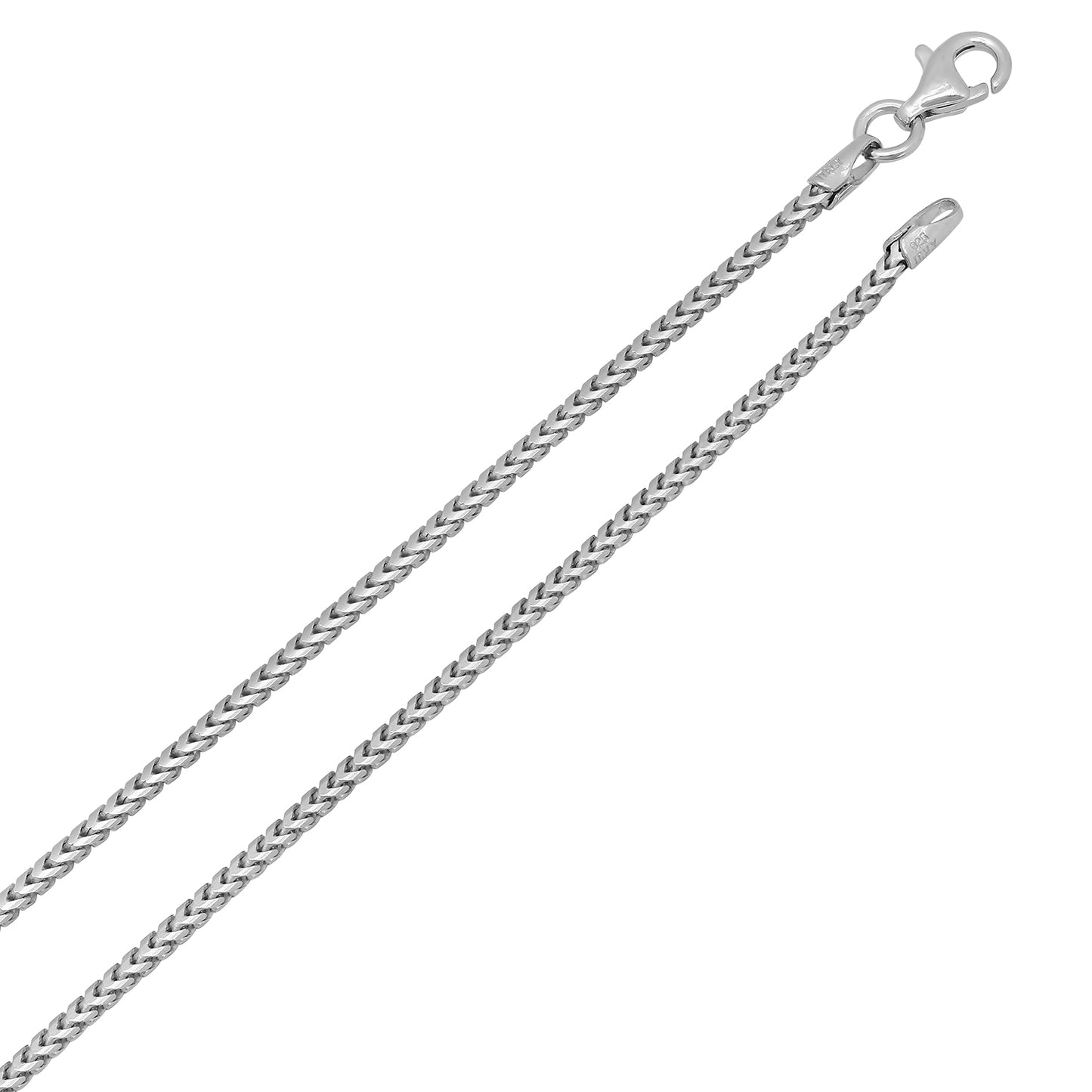 1.4mm Polished Rhodium Plated Silver Round Link Chain Necklace