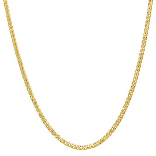 1.4mm Polished 14k Yellow Gold Plated Silver Round Link Chain Necklace