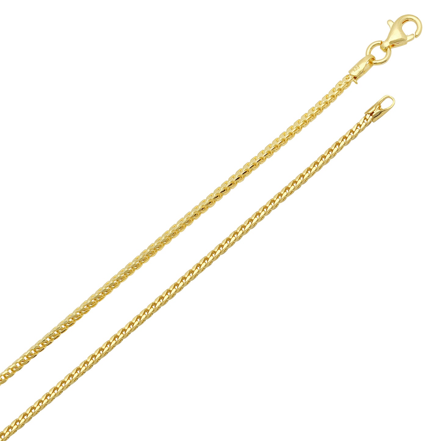 1.4mm Polished 14k Yellow Gold Plated Silver Round Link Chain Necklace