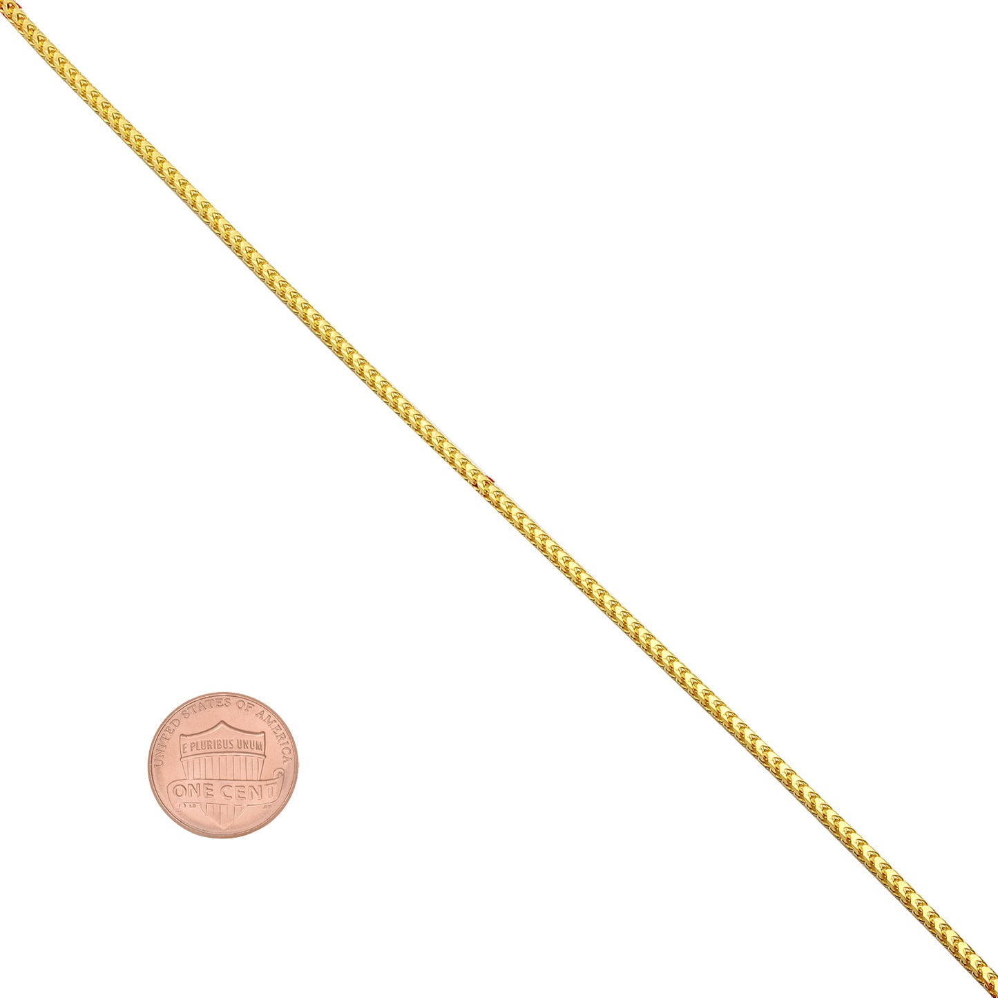 1.4mm Polished 14k Yellow Gold Plated Silver Round Link Chain Necklace