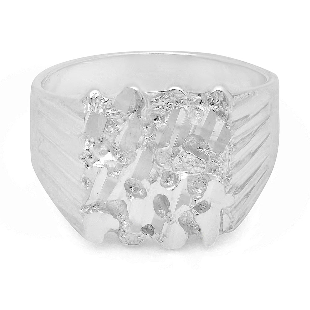 22mm Silver Square Nugget Ring + Gift Box