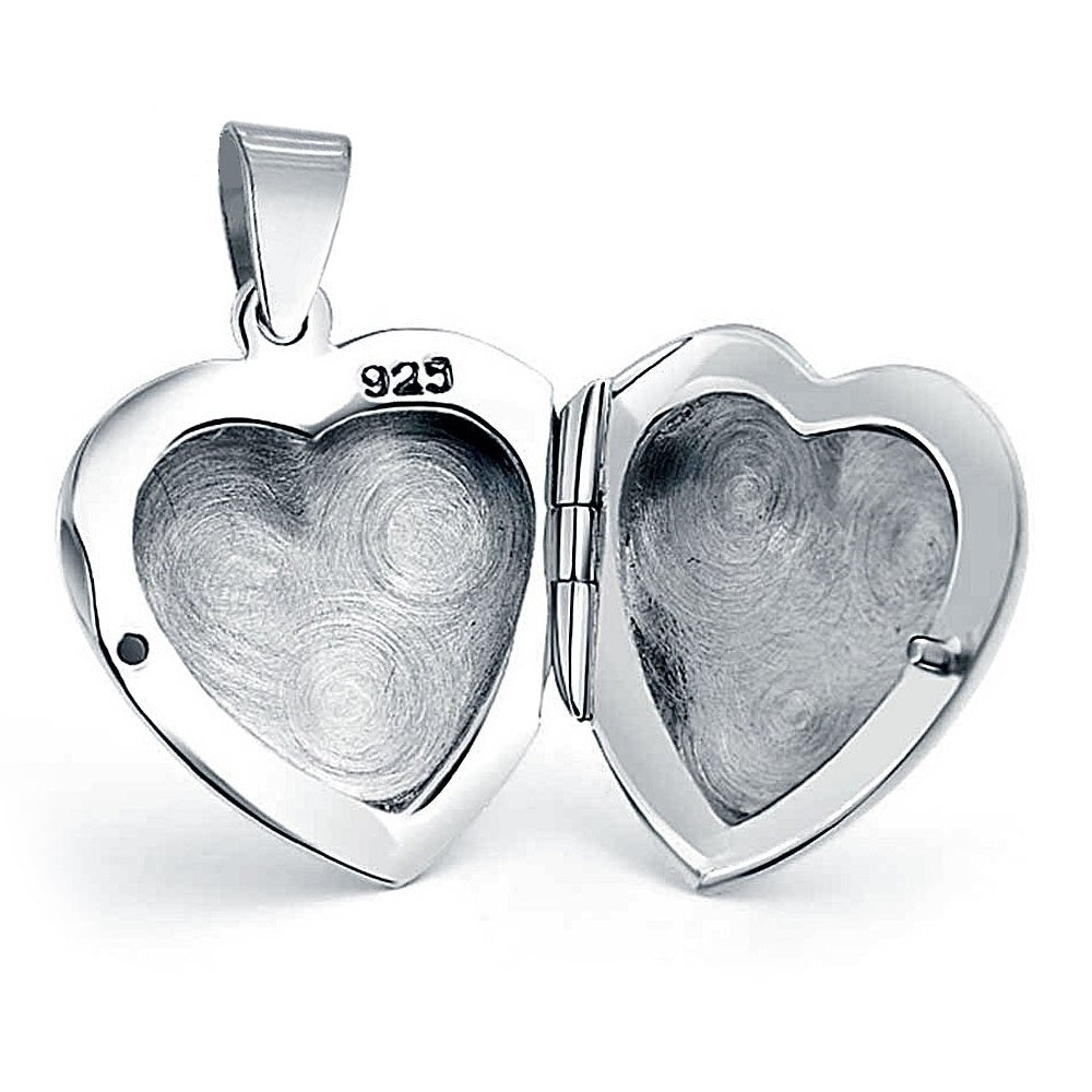 925 Sterling Silver Diamond Accent Heart Locket Pendant