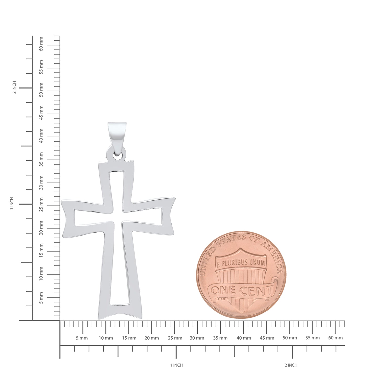 Women"s .925 Sterling Silver Nickel Free Cross Pendant, 34mm x 25mm (1 ⅓" x 1") + Jewelry Cloth