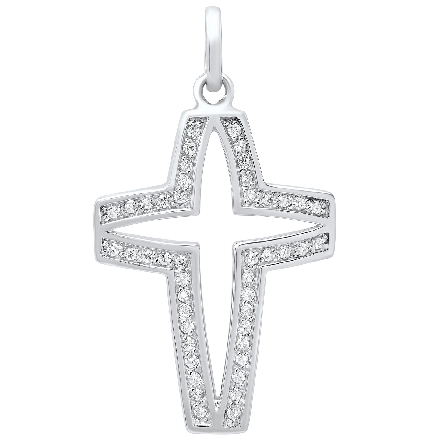 Women's .925 Sterling Silver Nickel Free CZ Cross Pendant, 31mm x 23mm (1 ⅕' x ⅞')