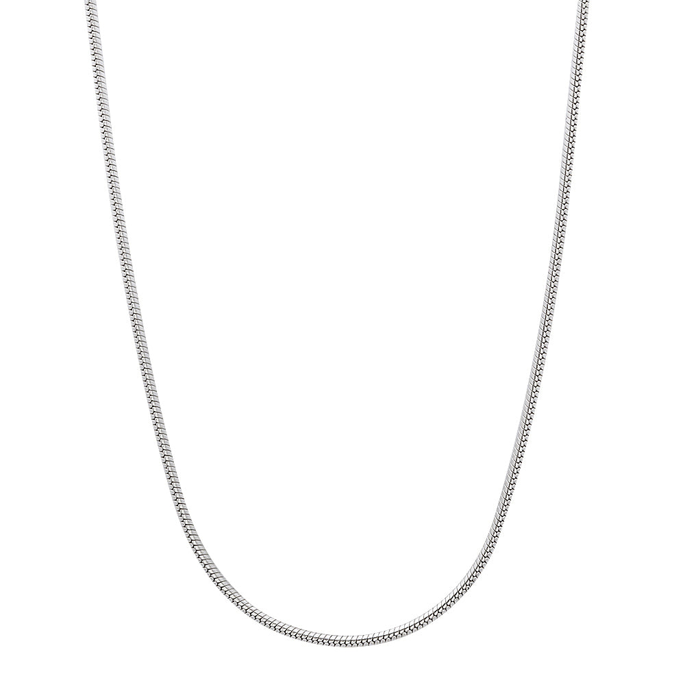 1.1mm Solid .925 Sterling Silver Round Snake Chain Necklace