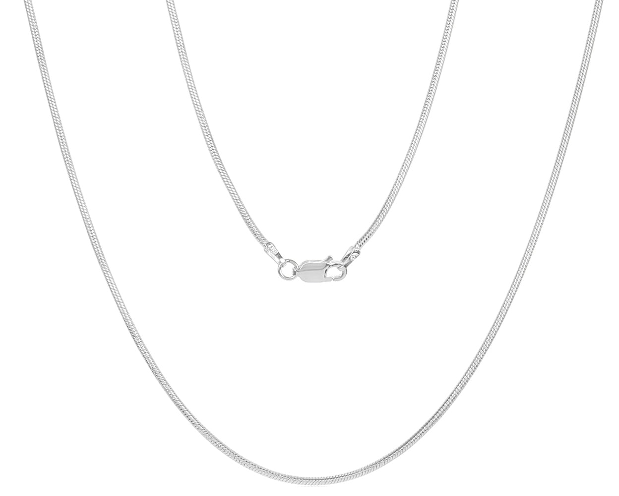 1.5mm Solid .925 Sterling Silver Round Snake Chain Necklace