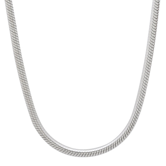 2.4mm Solid .925 Sterling Silver Round Snake Chain Necklace