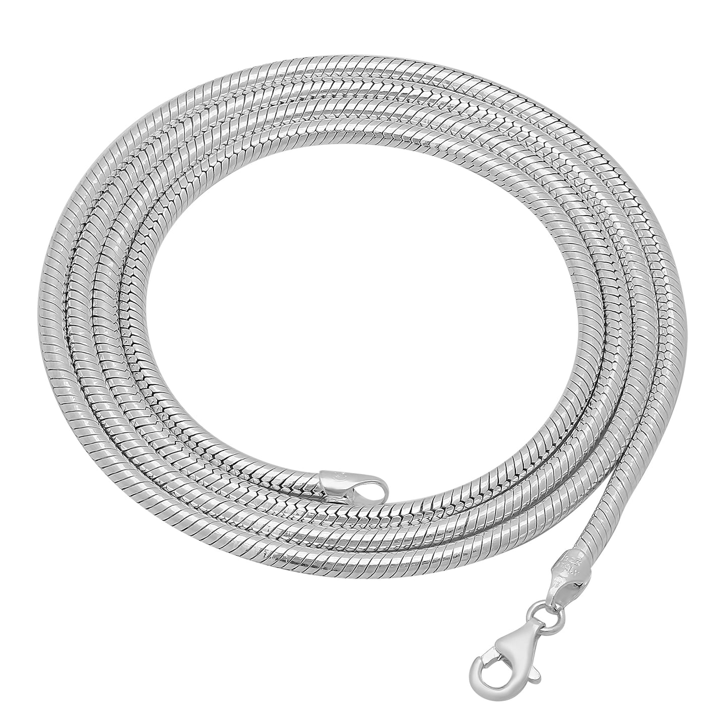 3mm Solid .925 Sterling Silver Round Snake Chain Necklace + Gift Box