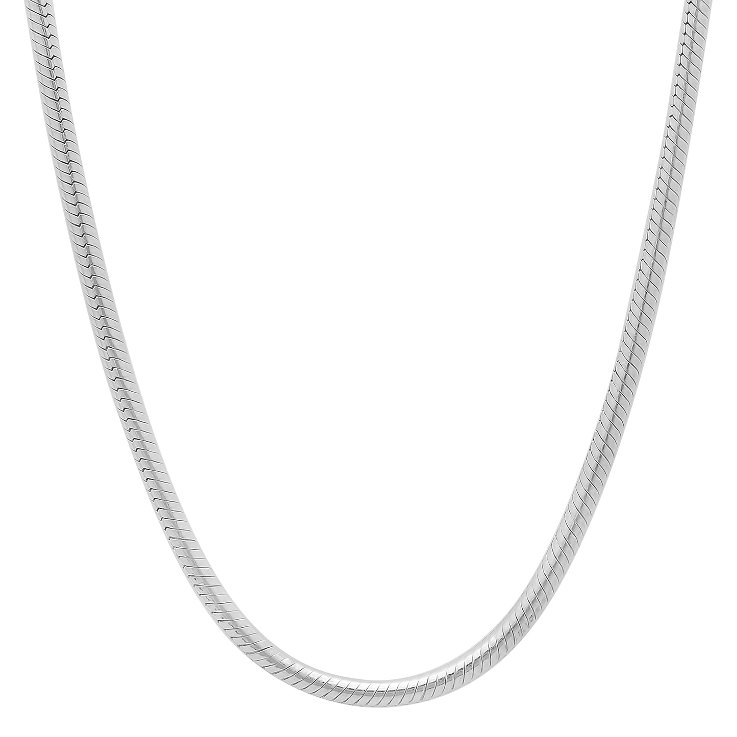 3mm Solid .925 Sterling Silver Round Snake Chain Necklace + Gift Box